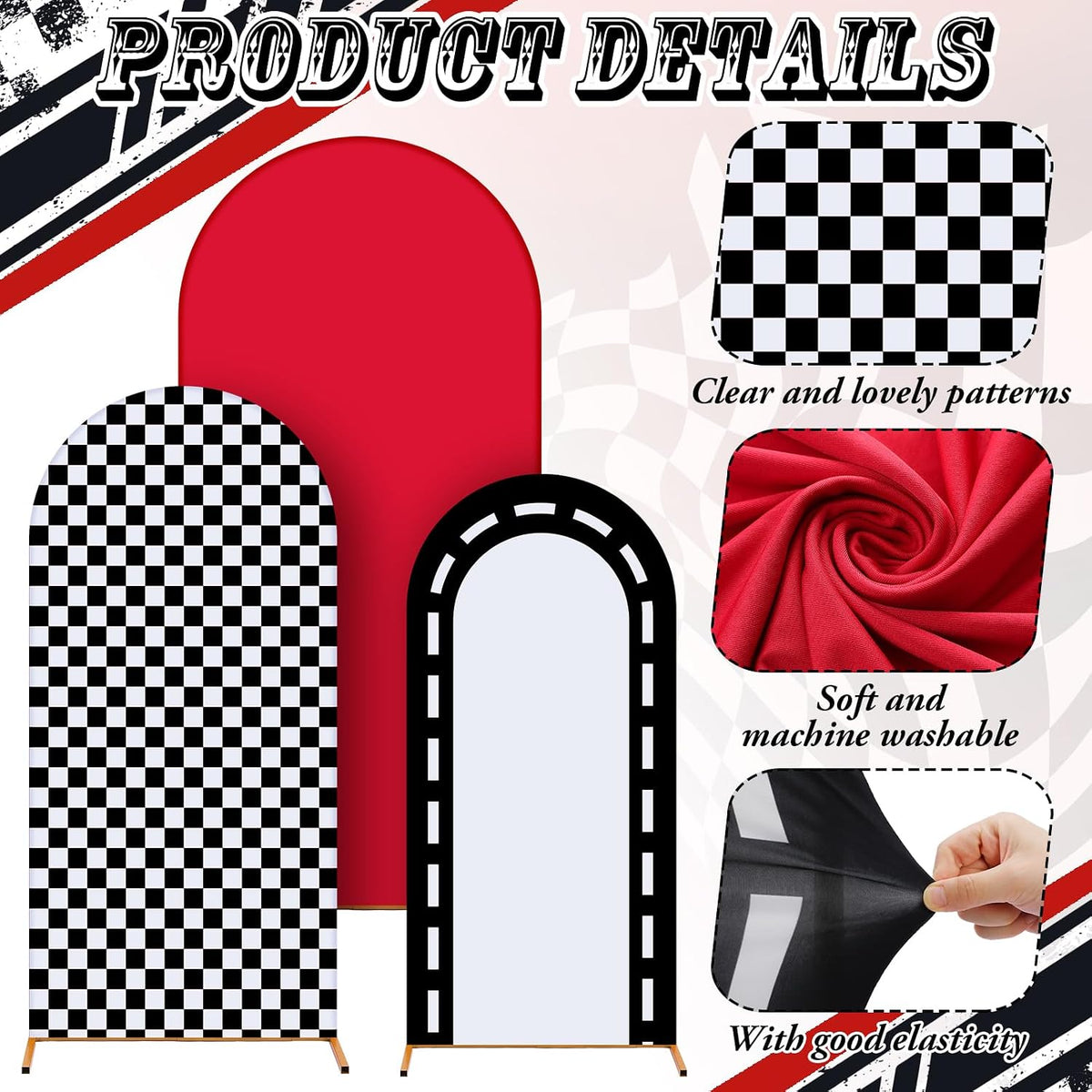 foilswirl 34 pcs race car party decoration 4ft, side view