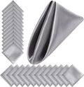 Aneco 24 Pieces Satin Napkin Square 20 x 20 Inches Dinner Napkins Weddings Party Napkin Soft Table Napkins for Romantic Weddings Party Dinner Decoration (Silver)