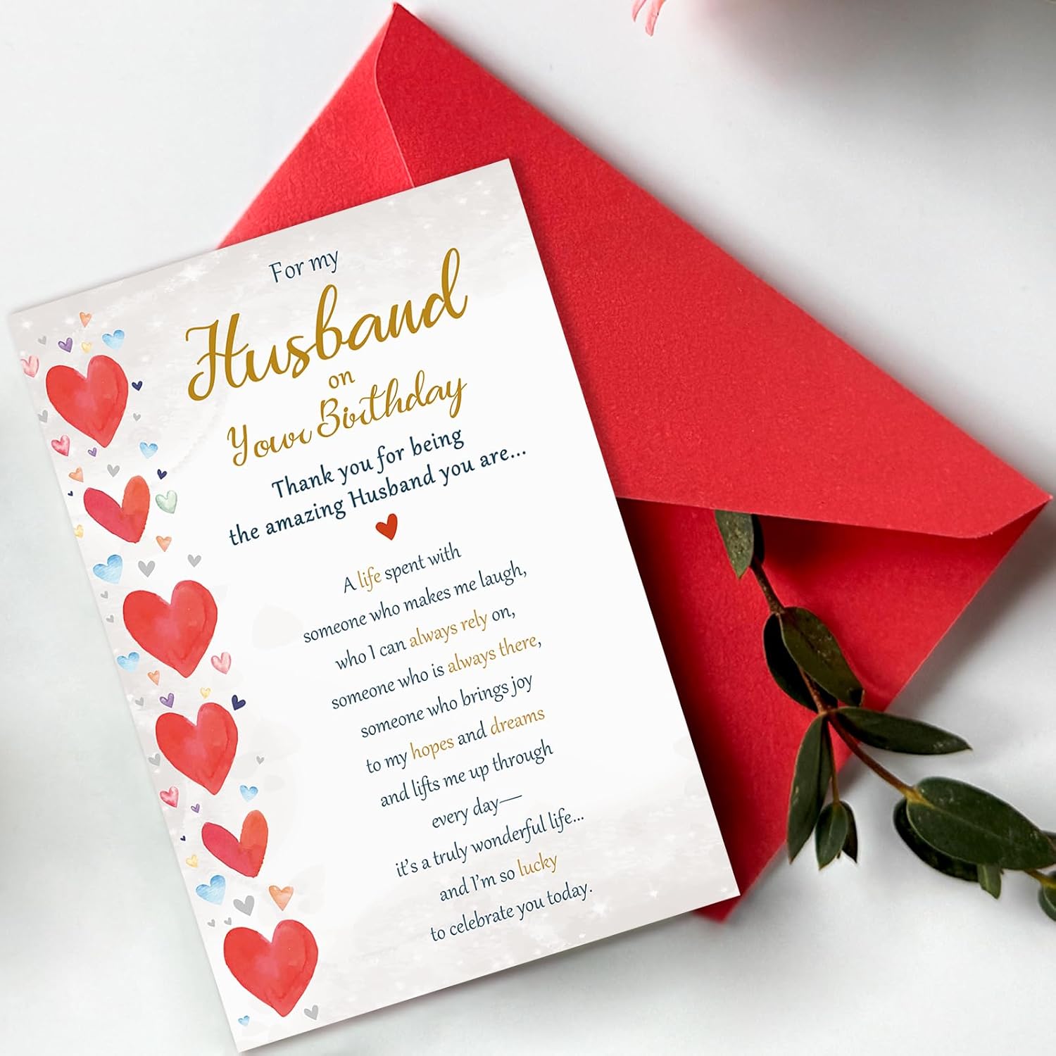 Beixian Funny Birthday Card Gifts for Husband from Wife | Happy Birthday Decorations for Men, 8x5.3 Inches, Double, Sided
