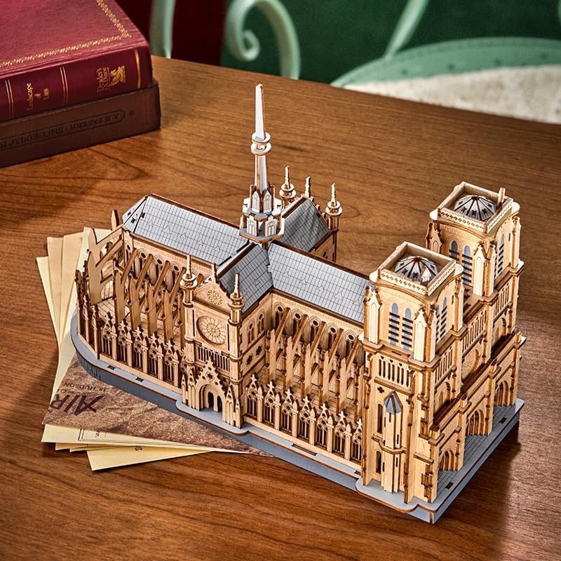 rowood 3d puzzles for adults,wooden architecture diy model, front angle view