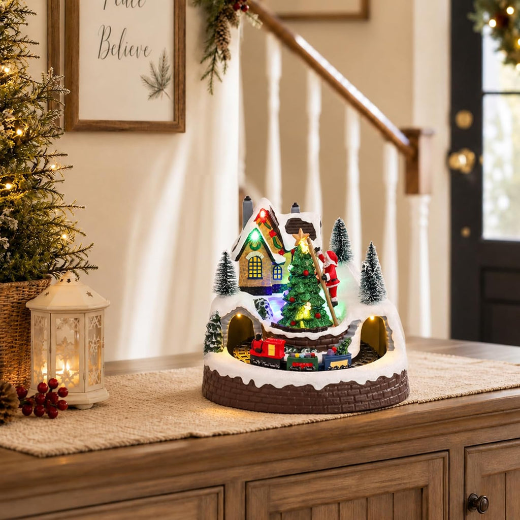 mumtop christmas village house, lighted christmas train sets, package contents