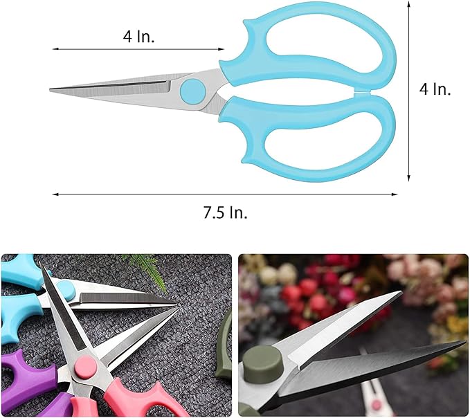 Leize Flower Scissors, Premium Thickened Stainless Steel Floral Shears, Strong Pruner for Flowers, Branches and Leaves (Blue Slender)