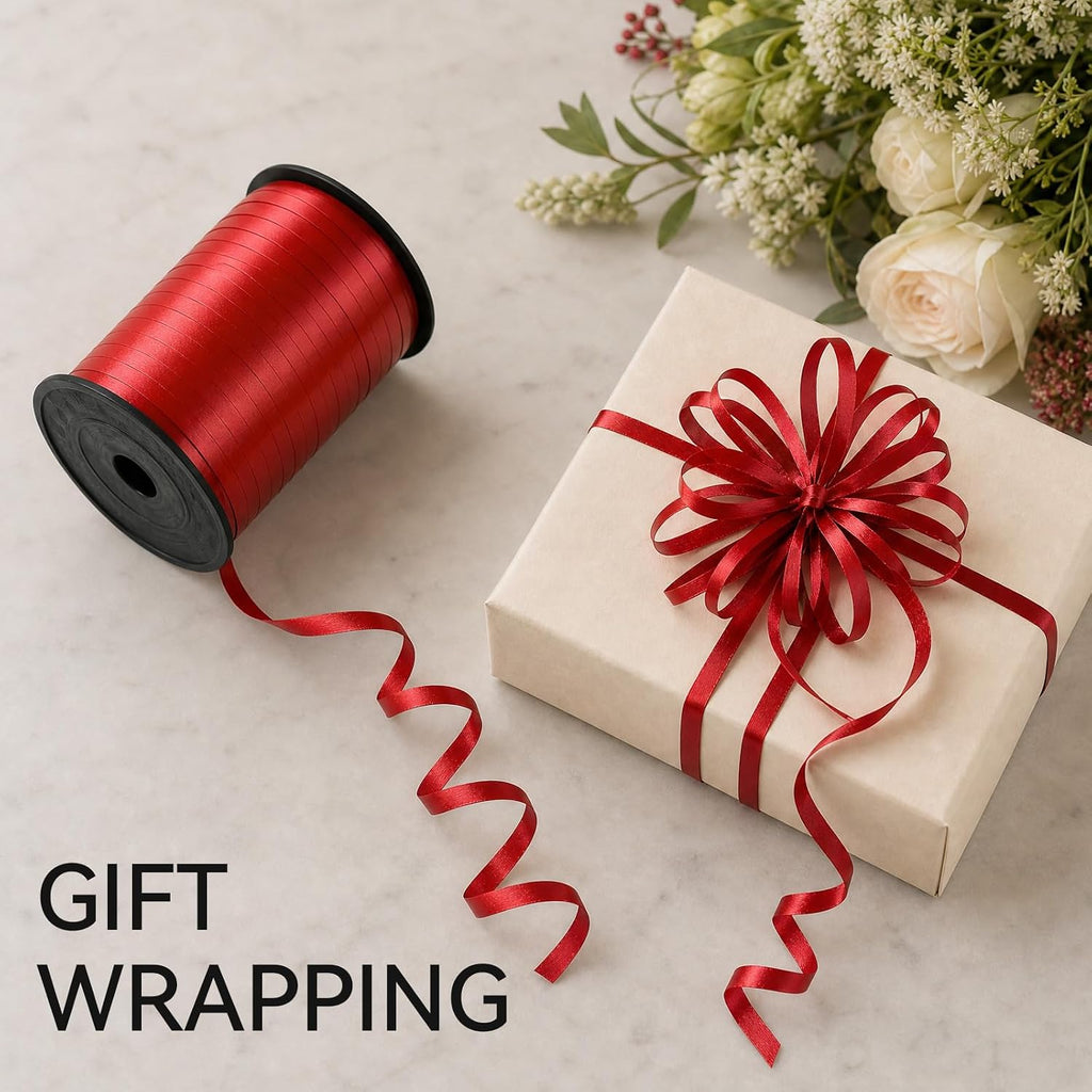 TONIFUL 500 Yards Bright Red Curling Ribbon Metallic Party Balloon String | Vibrant Red Ribbon for Gift Wrapping, Florist Bouquet, DIY Crafts, Christmas, Valentine‘s, Birthday, Summer Party Decorations