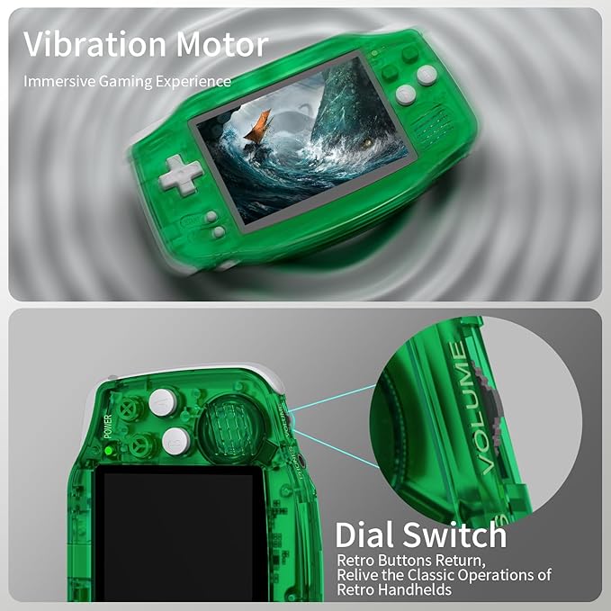 RG34XX Retro Handheld Game Consoles RG34XX Classic Retro Gaming Console 32+64G Card Preloaded Games 5000+ rg34xx Portable Gaming Console Linux 64-bit 3500mAh Battery WiFi Bluetooth HD and TV Output Green