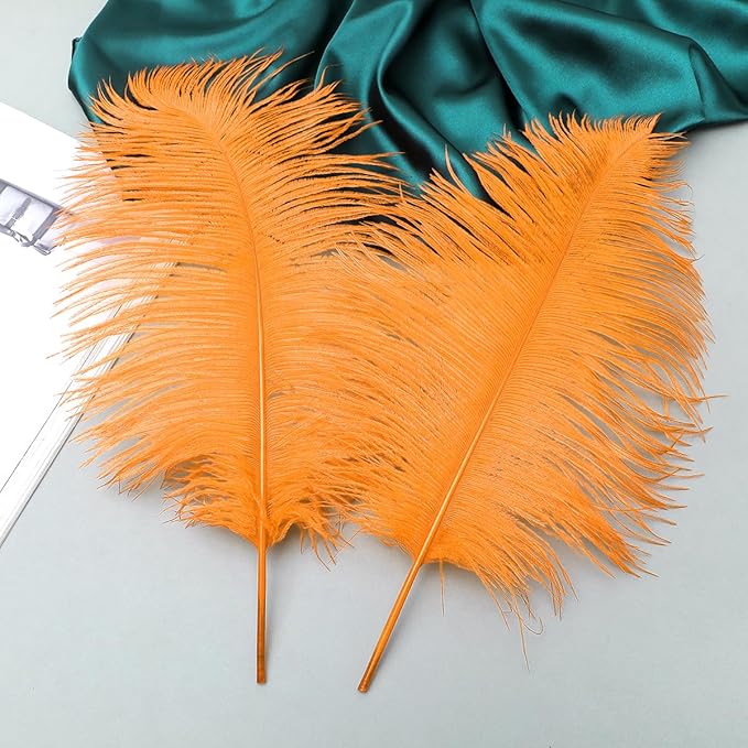 Ballinger Orange Large Ostrich Feathers - 24Pcs 8-10inch Big Feathers for Crafts,Wedding Party Centerpieces and Halloween Home Decor