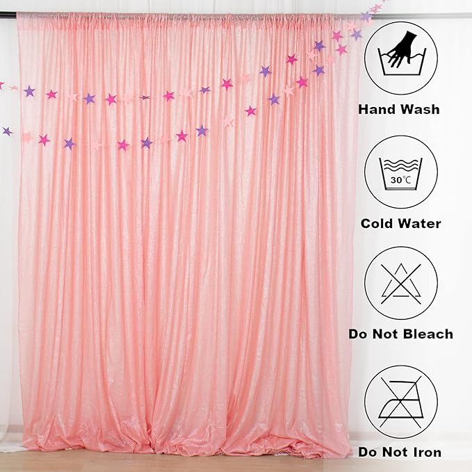 ShinyBeauty 4x7FT Sequin Backdrop Baby Pink| Glitter Fabric for Wedding, Birthday, Baby Shower Backdrops | Photobooth Studio & Home Decor