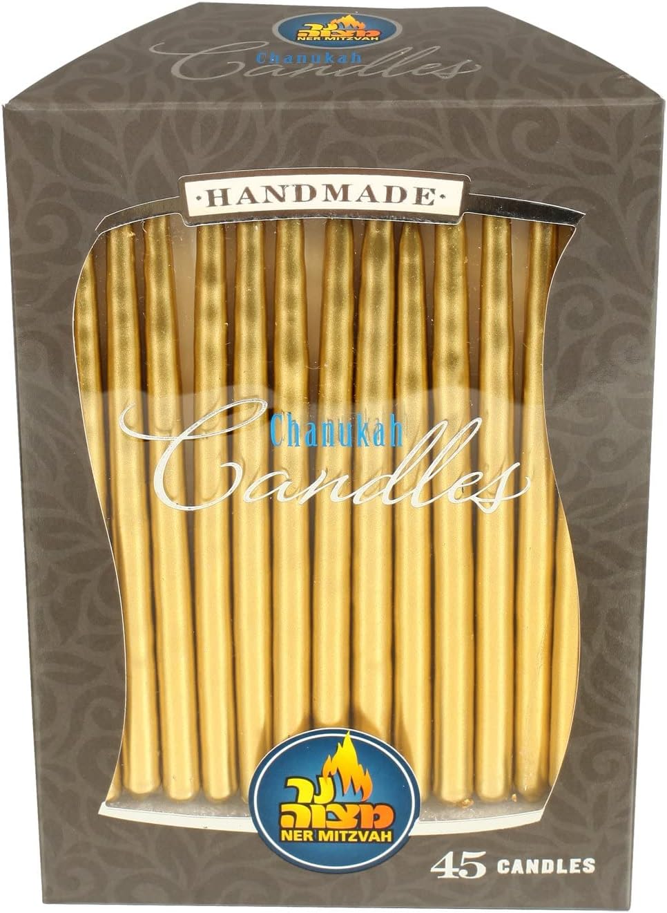 Ner Mitzvah Dripless Chanukah Candles, Hanukkah Candles Fits Most Menorahs, Premium Quality Wax for All 8 Nights of Hanukkah - Metallic Gold, Standard Size - 45 Count