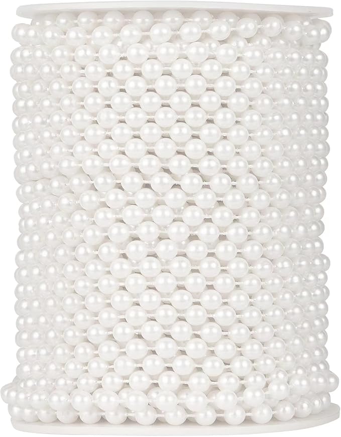82 Feet Faux Pearl Beads Garland 6mm Craft String Pearls for Wedding Centerpiece Christmas Tree and Flowers Decoration DIY(White)