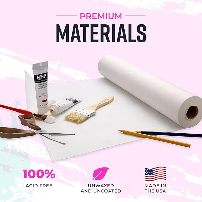 Bryco Goods 18”x1200” (100’) White Kraft Paper Roll - Pack of 2 - Easel Paper for Arts & Crafts, Floor Covering, Packaging, Gift Wrapping, Bulletin Boards - Made in The USA
