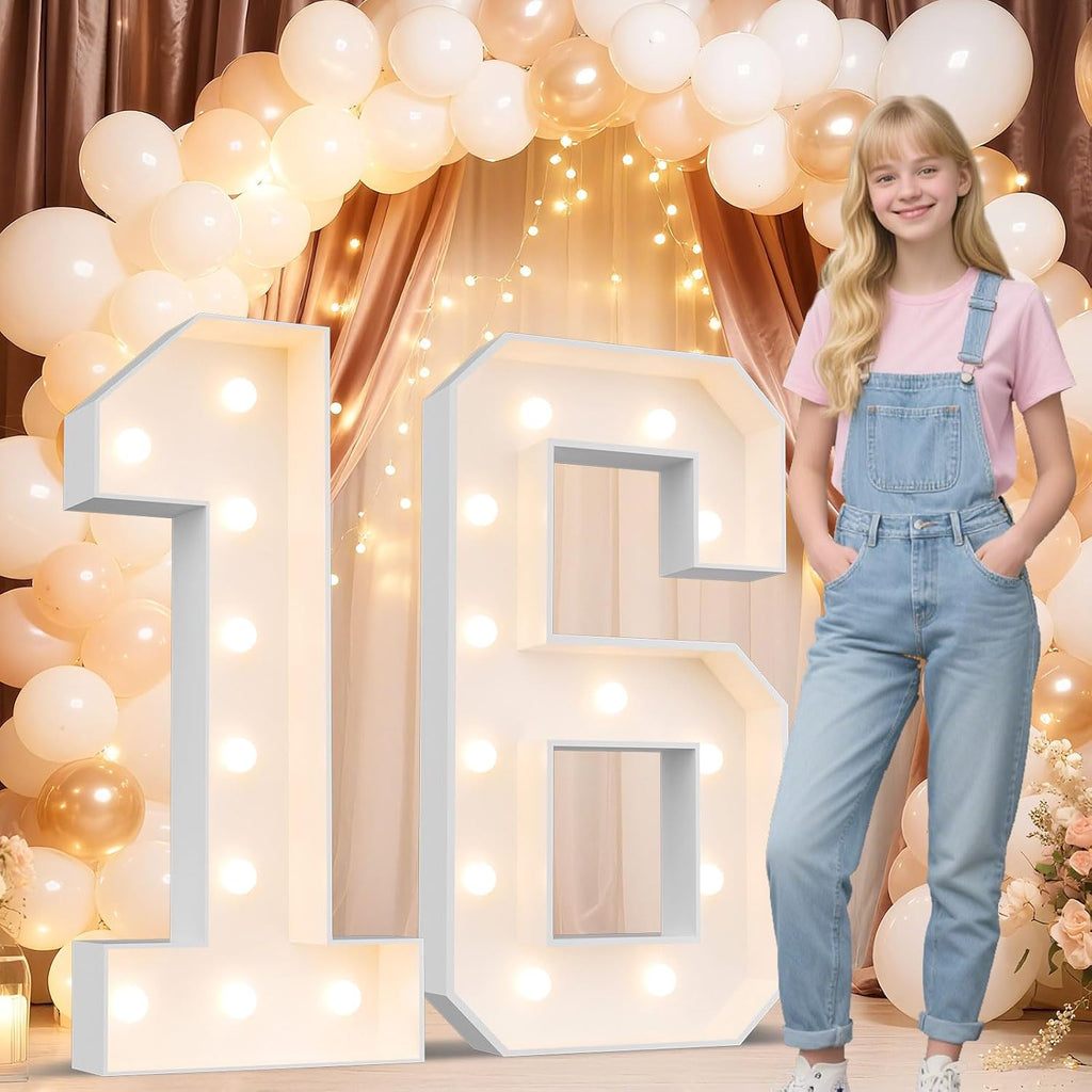 Ledido 4FT Marquee Light Up Numbers 16, Marquee Numbers 4 Feet Tall for Birthday, Anniversary,Graduation Party Decorations,Big 16th Birthday Number for Party Decor,Warm White Large Lighted Number 16