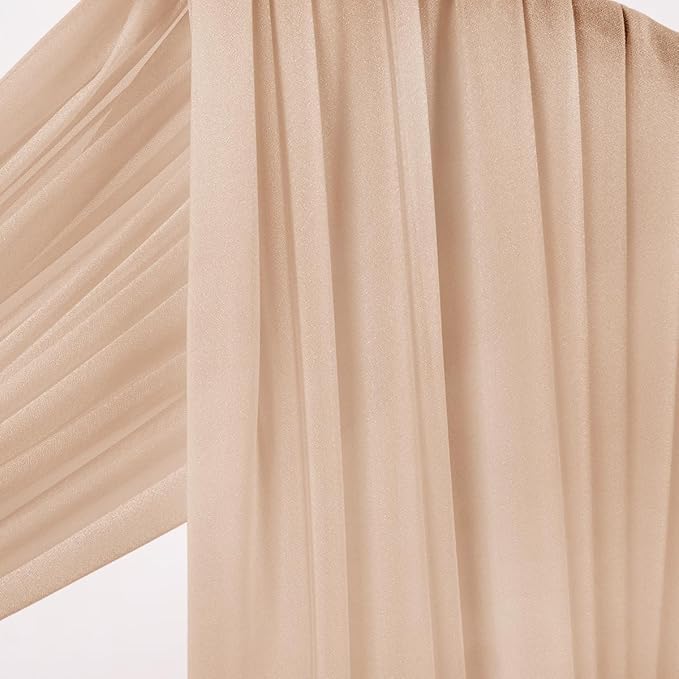 Socomi Wedding Arch Draping Fabric 29" x 20Ft 4 Panels Nude Sheer Outdoor Curtain Drapes Extra Long for Bridal Baby Shower Ceremony Birthday Party Decor