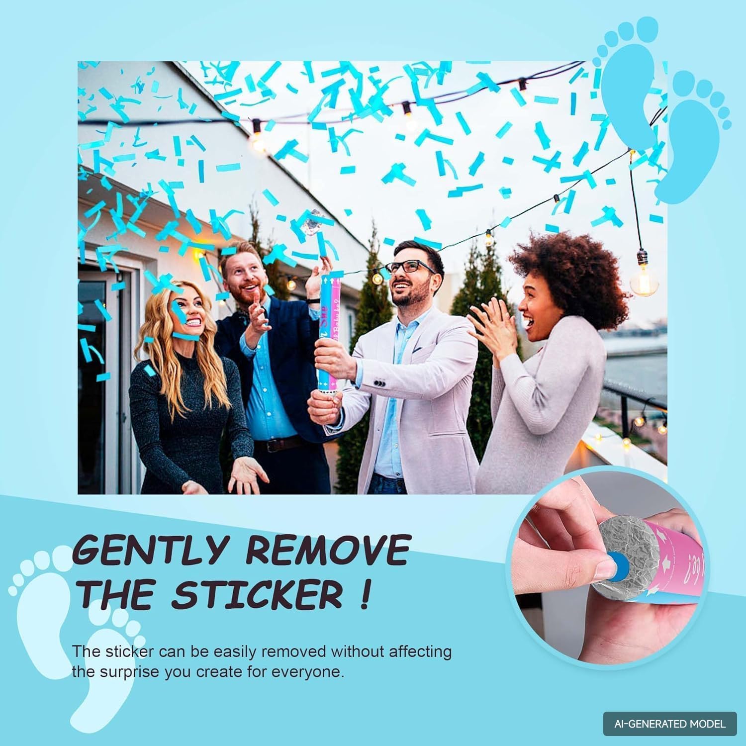 POPUPARTY 2 Pack Gender Reveal Confetti Cannon | 1 Pink & 1 Blue - Biodegradable Confetti Party Supplies Poppers, Ideal for Baby Boy or Girl Gender Reveal Decoration