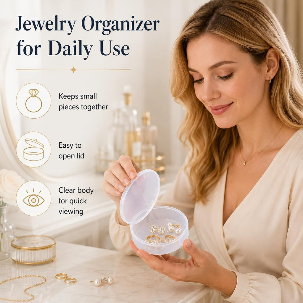 Clear Round Plastic Storage Container with Lid, Mini Small, Single Pack | Organizer for Beads, Jewelry, Cards, Crafts & Hobby Supplies