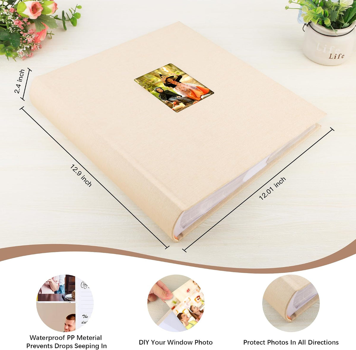 Photo Album 4x6 Vertical 600 Photos with Writing Space, Beige