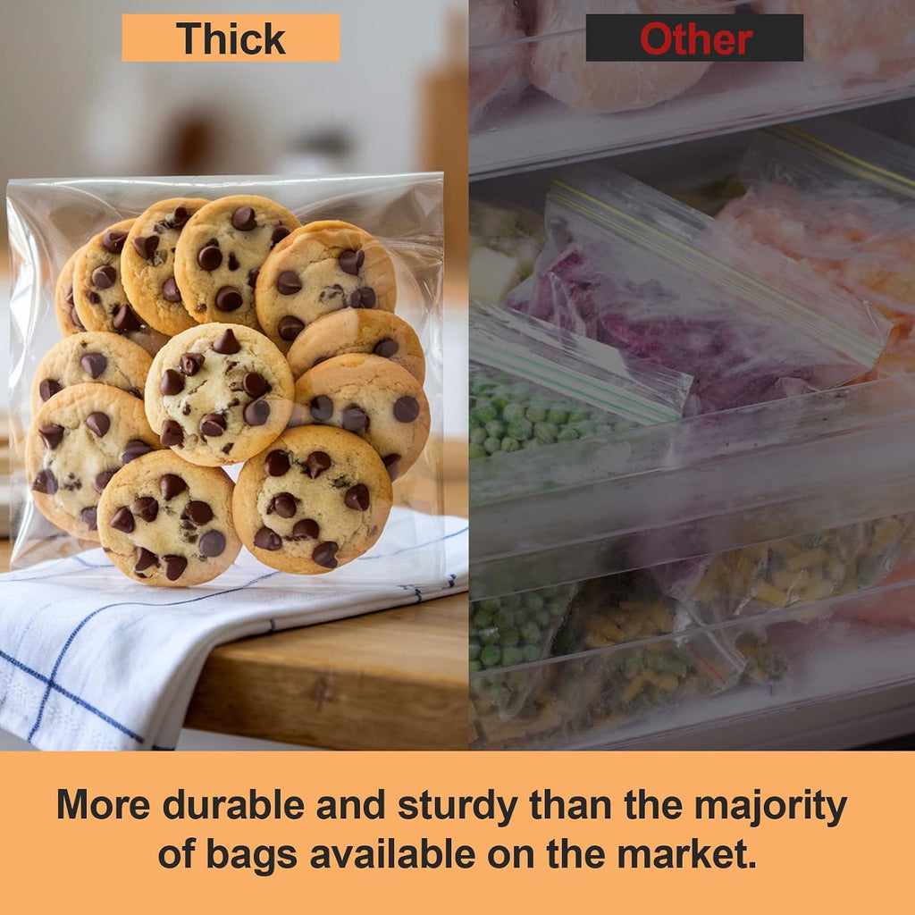 300 Pcs Cookie Bags with Seal, 5"x7" Clear Cellophane Bags | Resealable Closure, Food-Safe Material, Moisture Resistant, Party Favors, Bakery Display