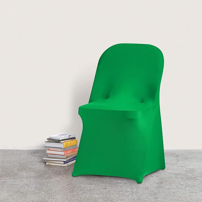 Peomeise Stretch Spandex Folding Chair Cover for Wedding Party Dining Banquet Event (Emerald,6pcs)