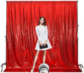 Poise3EHome 8Ft x 10Ft Red Sequin Backdrop, Glitter Thick Satin Sequin Background Drapes, Sparkly Photography Curtain, Sequence Backdrop for Wedding Party Holiday Festival Decor