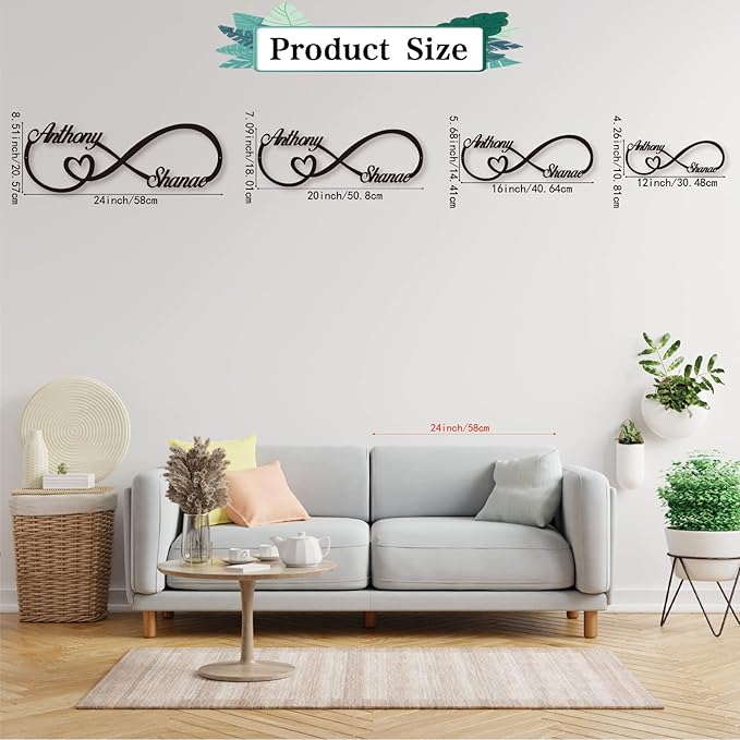 Personalized Infinity Symbol, Metal Love Sign, Custom Family Name Established Date, Metal Wall Art Decor, Valentine'S Day Gift For Her, Personalized Anniversary Wedding Engagement Gift For Couple