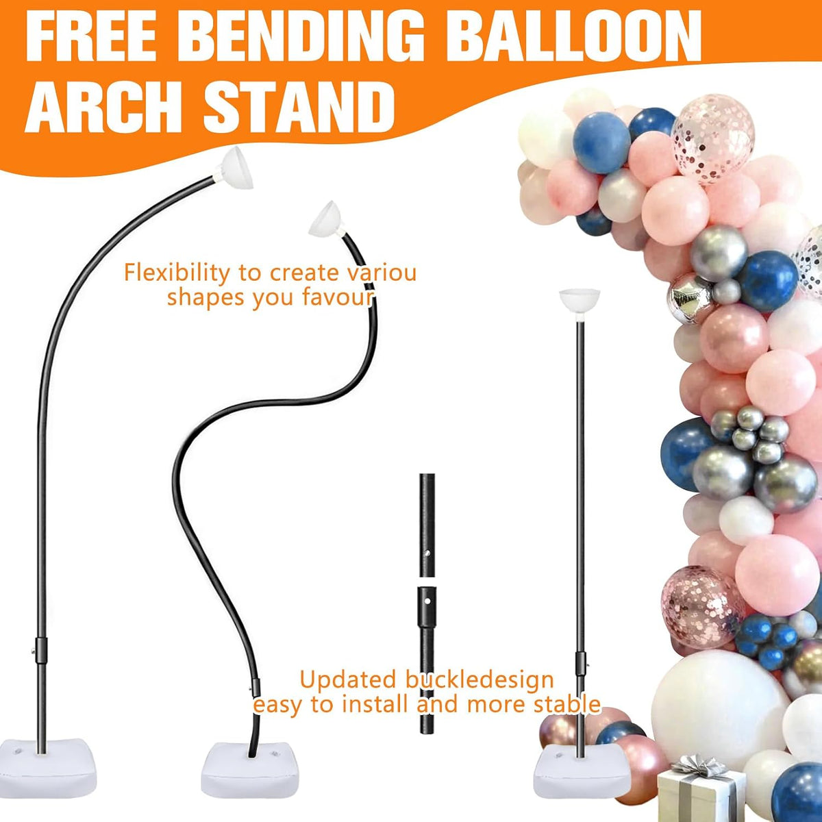 Balloon Arch Stand for Party Decoration 9.2FT & 6FT - Black