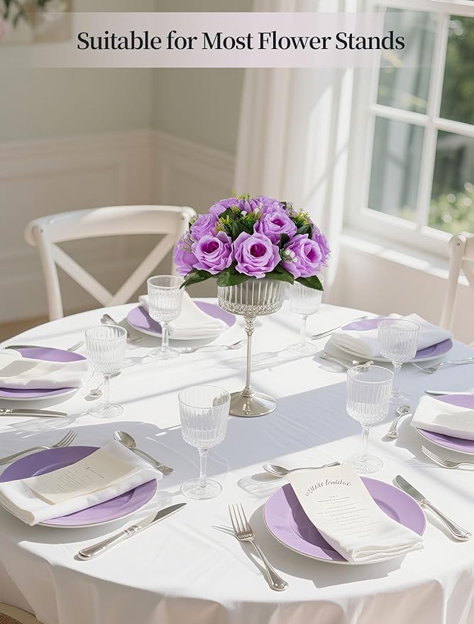 BLOSMON Flower Balls Wedding Rose Centerpieces: 10 Pcs Lilac Fake Flowers Lilac Kissing Balls Decor Lilac Artificial Floral Arrangements Flower Bouquet of Roses Home Party Table DIY Decorations
