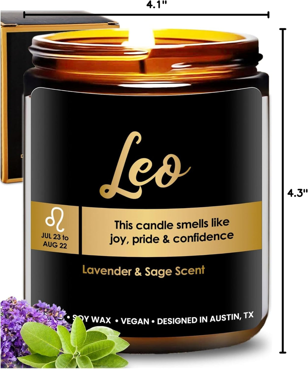 Leo Candle Zodiac, Thoughtful Astrology Gifts for Women & Men, Unique Leo Birthday Presents, Zodiac Sign Gifts for Astrology Lovers, Best Gift for Birthday, Christmas, Special Occasions, Gift Ready