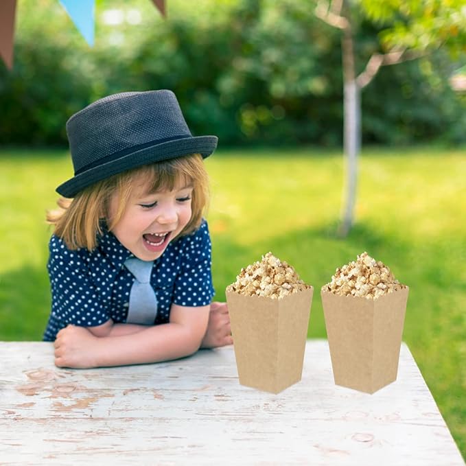 BESTOYARD 50Pcs Paper Popcorn Boxes, 5.3 X 3.5 Inch Individual Serving Snack Containers, Reusable Oil-Proof Open-Top Bulk for Family Couples Movie Nights, Weddings, Birthday Parties, Baby Showers