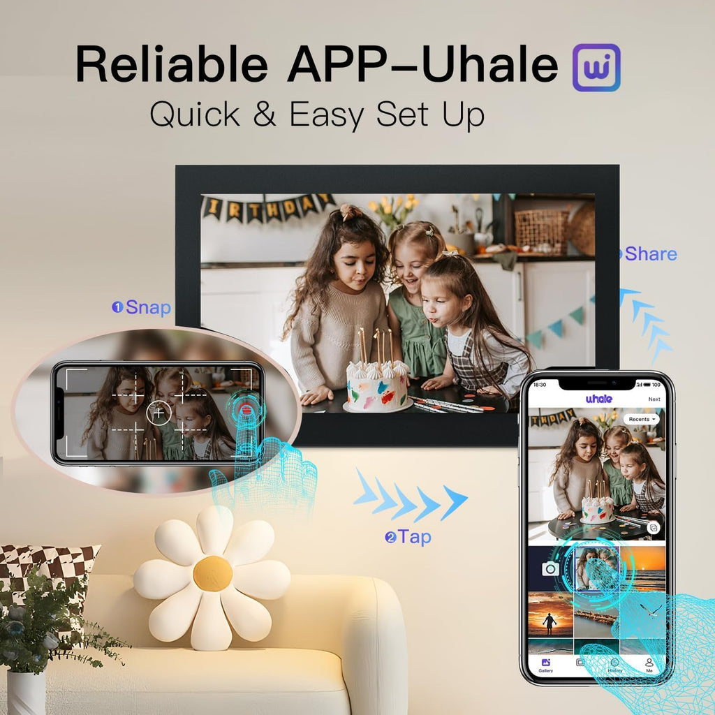 glusine digital photo frame with 15.6 inch touch, side view