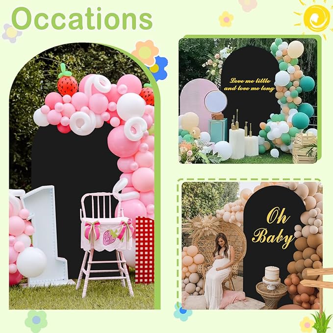 Wedding Arch Cover Black Arch Covers Stretchy Backdrop 4ft Spandex Fitted Arch Backdrop Cover Balloon Arch Stand Cover Round Top Chiara Arch Covers for Gender Reveal Baby Shower Party Ceremony