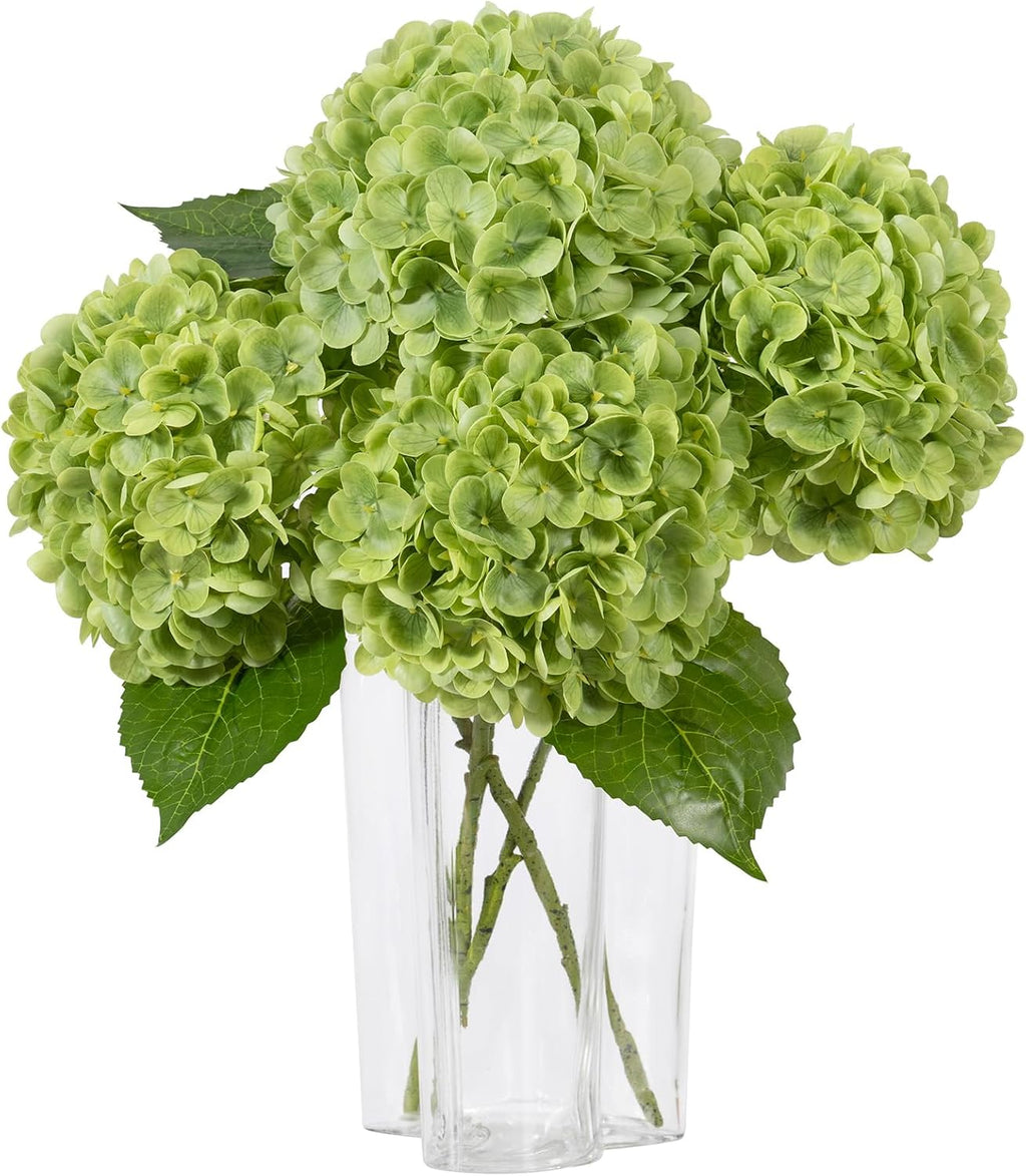 duhouse green artificial hydrangea flowers, 4pcs real touch, main product view