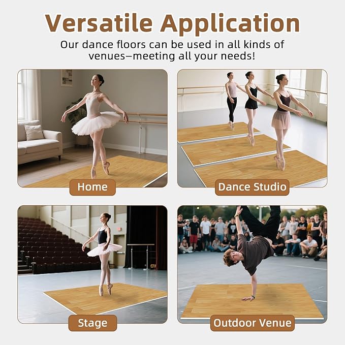 Dance Floor Mat Non-Slip with Shoulder Strap Portable and Dance Resistance Band, Dance Floor for Ballet,Jazz, Pop Thick PVC Practice Floor Reusable Mat (Dark Natural Wood Color, 200cm*90cm*0.5cm)