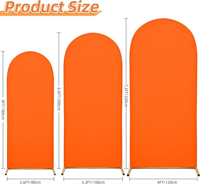 7.2FT Wedding Arch Covers Arch Backdrop Cover Arch Stand Covers Set Arch Cover Spandex Fabric Stretchy Backdrop for Wedding Birthday Party Decoration Baby Shower (Candy Orange)