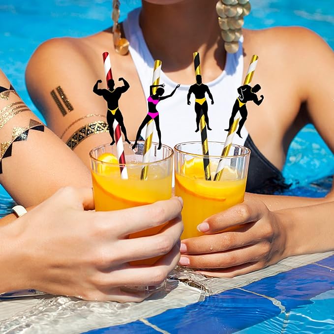 BLUE TOP 30 PCS Bachelorette Party Funny Dancing Paper Straws,Men and Felame Pole Dancer Drinking Straws, great decoration for cocktail and drinks, great to use at Valentine's Day or Birthday Parties