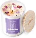 AOOVOO Lavender Scented Candles for Women - Aromatherapy Candle with Crystals Inside, 7oz Soy Candles for Home Scented, Birthday Gifts Mothers Day Candle for Women Mom
