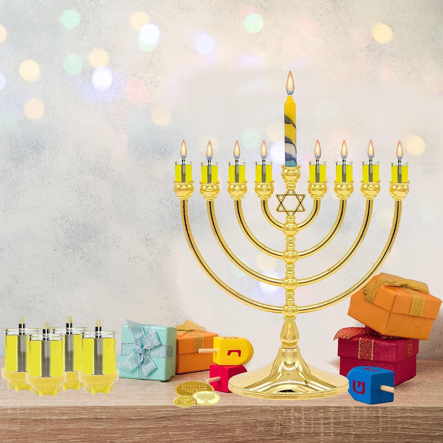 Hanukkah Pre-Filled Natural Olive Oil Glass Cup Candles, 2.5 Hours, 100 Percent Olive Oil Pre-Filled Ready to Use - 44 Cups for All 8 Nights of Hanukkah