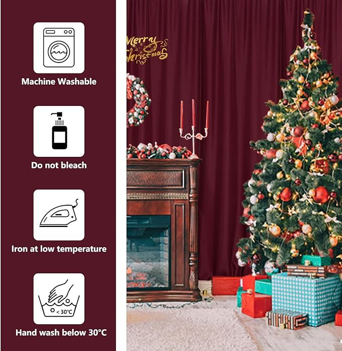 MYSKY HOME Burgundy Backdrop Curtains for Parties, Weddings, Stage - 10ft x 10ft, 2 Panels