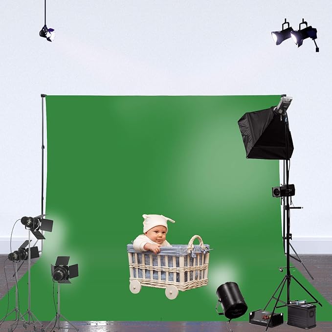 ISSUNTEX 9X15 ft Background Muslin Backdrop, Photo Studio, Collapsible High Density Screen for Video Photography and Television-Blue/Green
