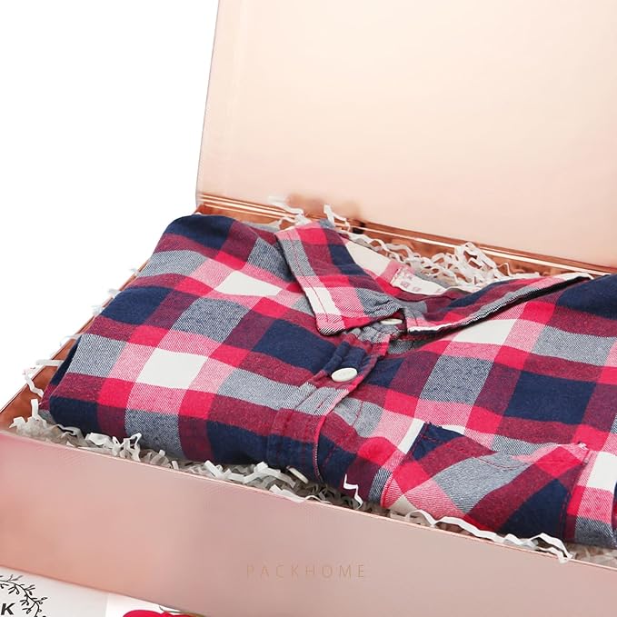 PACKHOME Large Gift Box 13.5x10x3.5 Inches, Sturdy Shirt Box with Magnetic Lid for Multiple Occasions (Glossy Rose Gold)