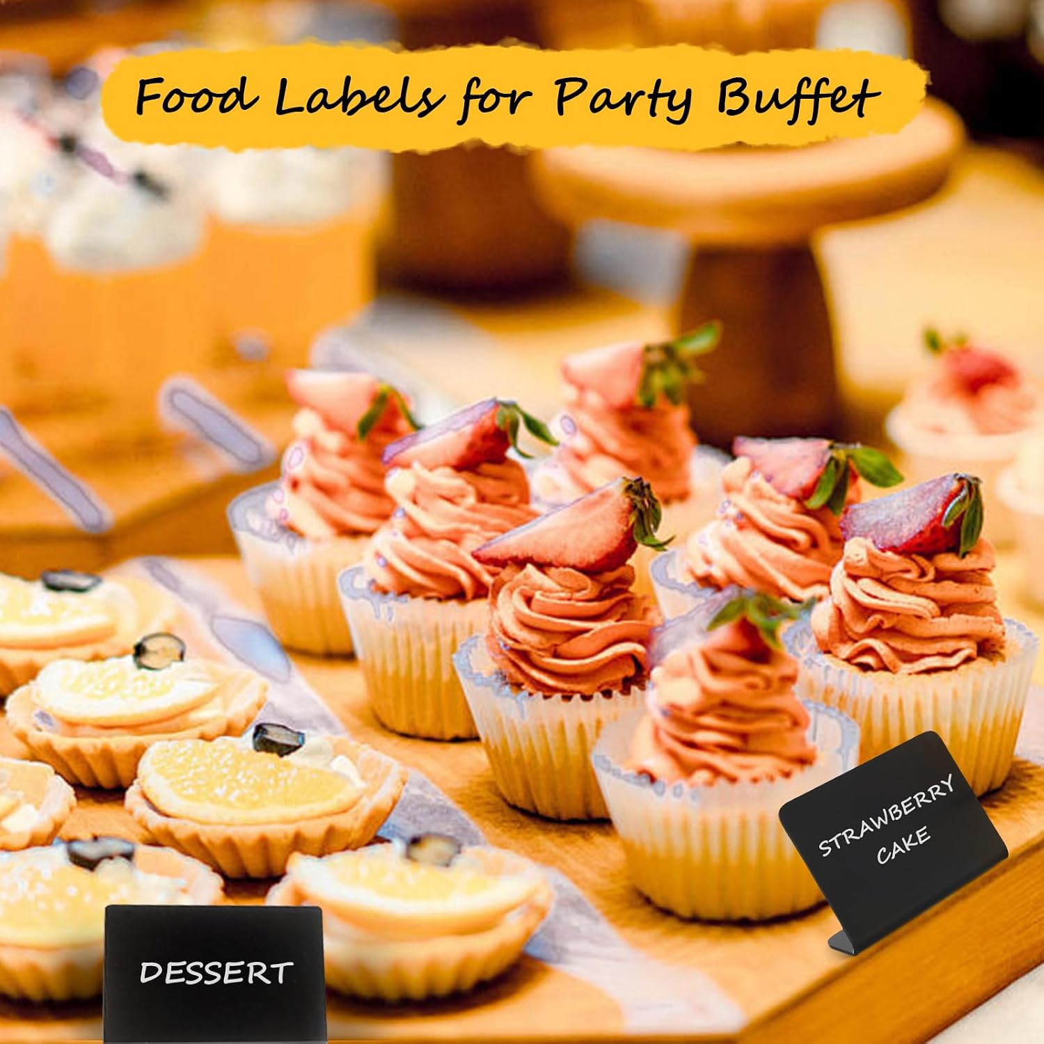Pintuson 40 Pack Food Labels for Party Buffet - 4"x3" Mini Chalkboard Signs - Food Signs for Buffet - Catering Supplies Buffet Display for Food Display, Pastry Tags, Price Tags, Name Tags