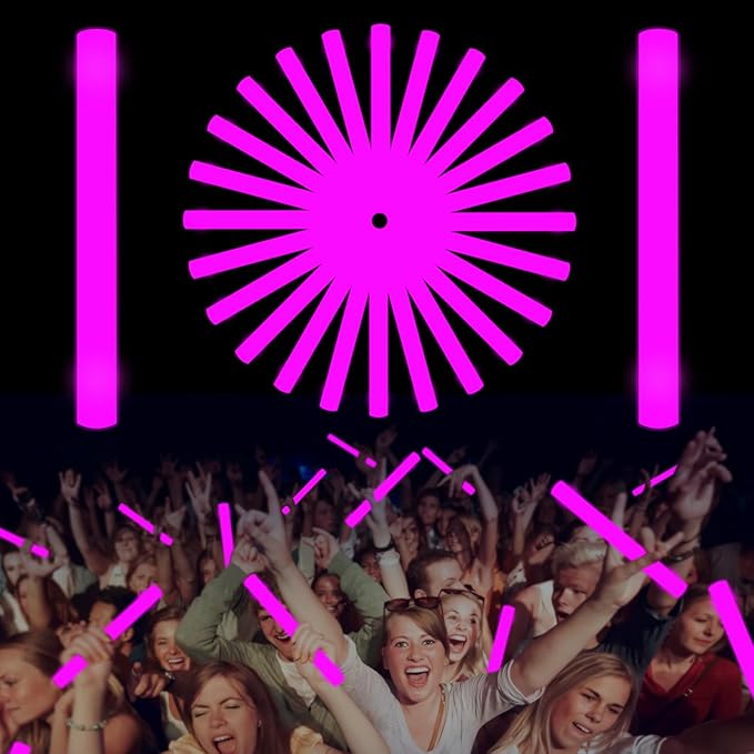 Glow Foam Sticks Bulk, 24 Pcs Pink Giant LED Light Up Sticks 3 Modes Flashing Glowing Baton Wands Party Supplies for Wedding, Raves,Concert,Birthday,Christmas, Halloween,Sporting Events