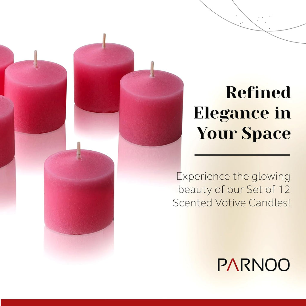 Pink Rose Garden Scented Votive Candles, Set of 12-1.25" Wax Candles for Home, Scented 10 Hour Burn Time - Aromatherapy, Spa Ambiance, Table Centerpieces & Home Décor