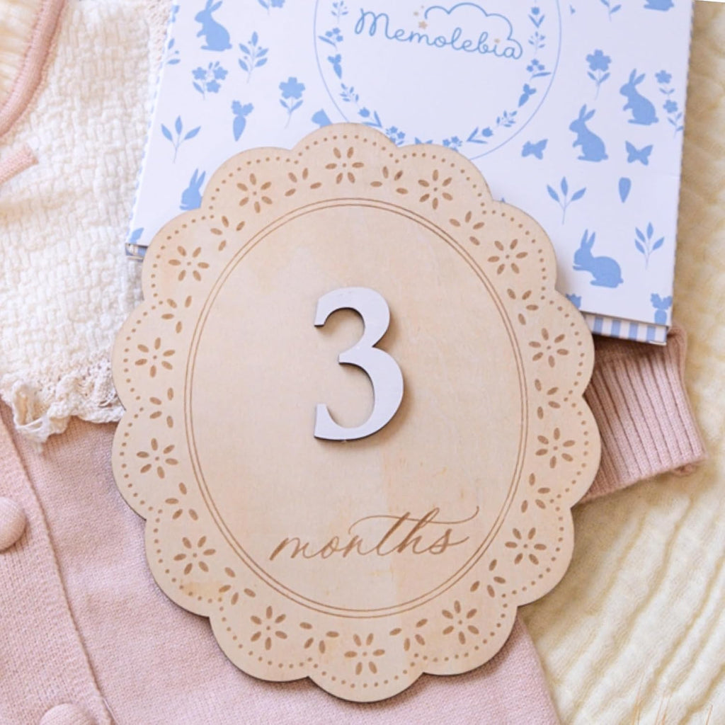 Baby Girl Monthly Milestone Signs, 1-12 Monthly Baby Milestone Girl, Newborn Photography Props Double-Sided, Nursery Decor for Girls (M03)