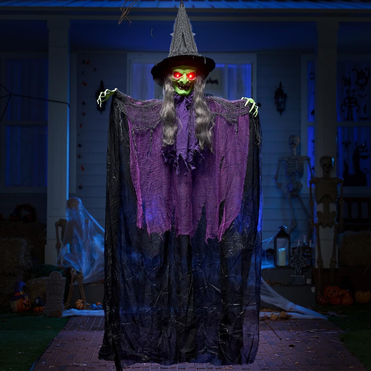 JOYIN 72” Halloween Hanging Witch Decorations Outdoor, Flying Ghost Decor Gre...