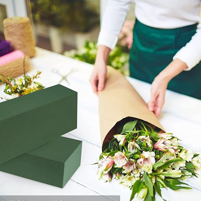 6 Pcs Floral Foam, Wet and Dry Floral Foam Blocks Flower Arrangement Kit for Fresh or Silk Artificial Flowers (Green, 6" L x 3" W x 2.5" H)