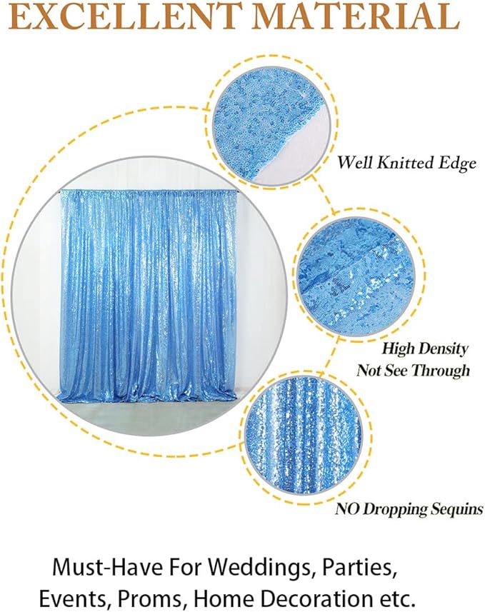 ShinyBeauty 10FTx10FT Baby Blue Sequin Backdrop | Sparkle Photo Background for Wedding & Baby Shower | Glitter Fabric for Photography | Elegant Party Decor