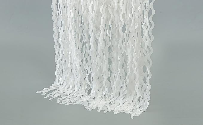 4 Pack White Door Streamers Foil Backdrop - 3.3x6.6ft Metallic Tinsel Foil Fringe Curtains Photo Booth Backdrop for Party Decoration
