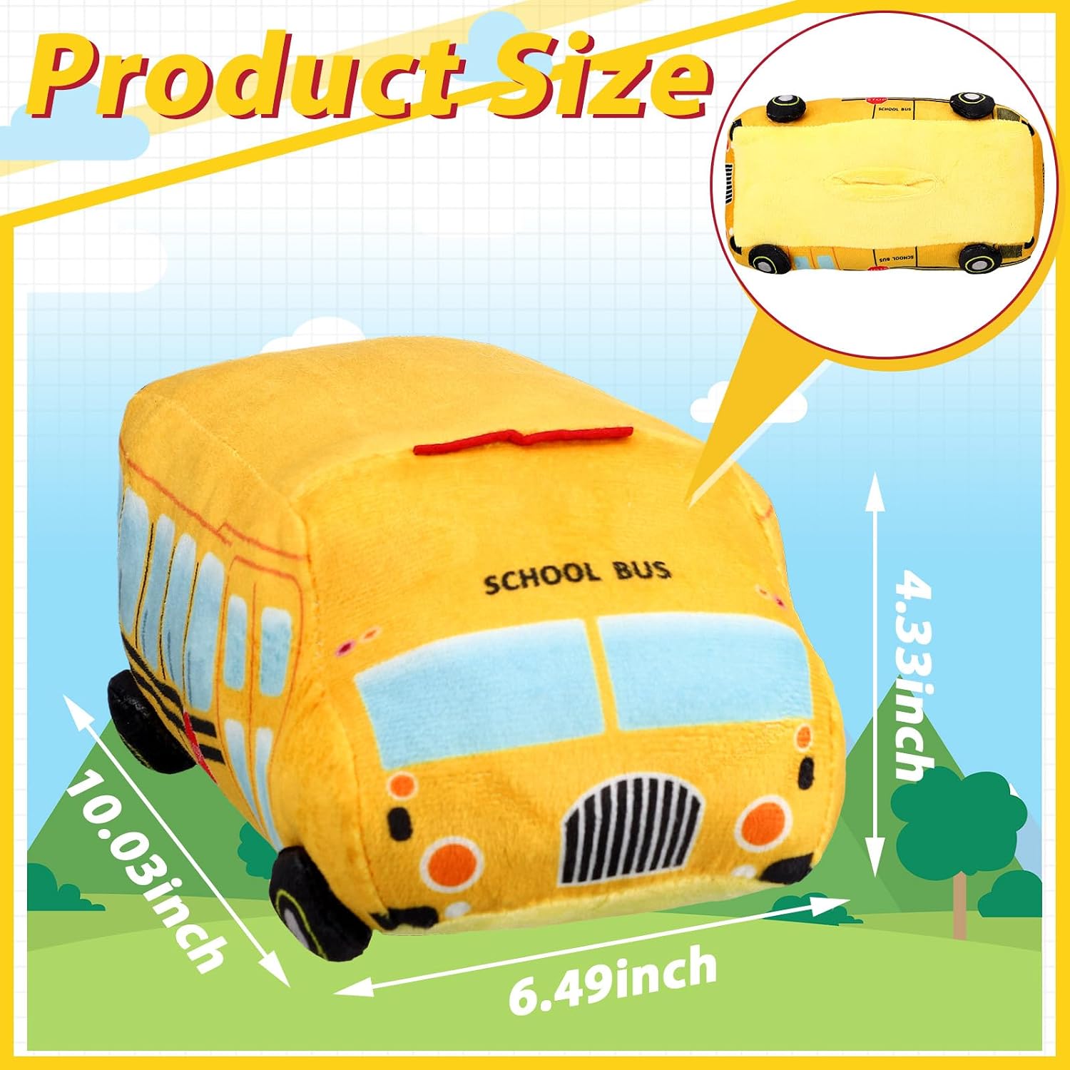 Shappy Back to School Tree Topper Decoration 10'' Yellow Plush Bus Decoration Teacher Appreciation Ornaments for First Day of School Party Supplies Driver Gift