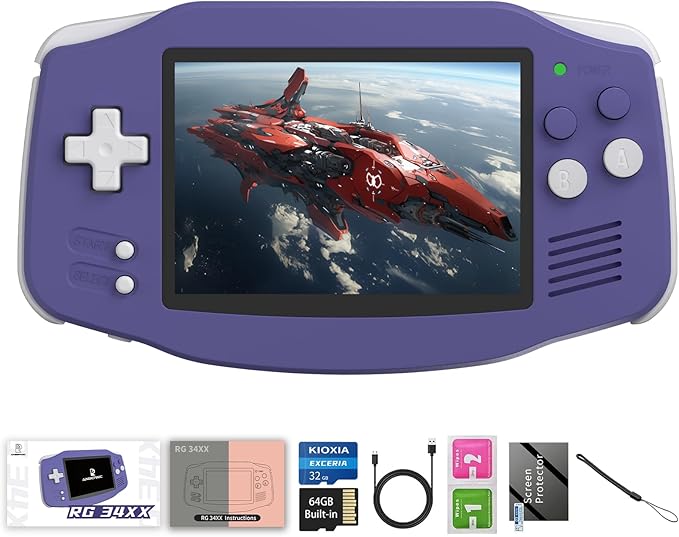 RG34XX Retro Handheld Game Consoles RG34XX Classic Retro Gaming Console 32+64G Card Preloaded Games 5000+ rg34xx Portable Gaming Console Linux 64-bit 3500mAh Battery WiFi Bluetooth HD and TV Output Indigo