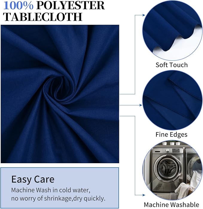 10 Pack Round Tablecloths - 120 Inch, Navy Blue Polyester Table Cover for Round Table, Stain and Wrinkle Resistant Washable Fabric Tablecloth, Polyester Tablecloth for Wedding Banquet Parties