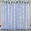 10ft x 7ft Baby Blue Chiffon Backdrop Curtain with Lights String for Parites Wedding Light Blue Curtain Photo Backdrop Drapes for Baby Shower Birthday Party Home Decorations
