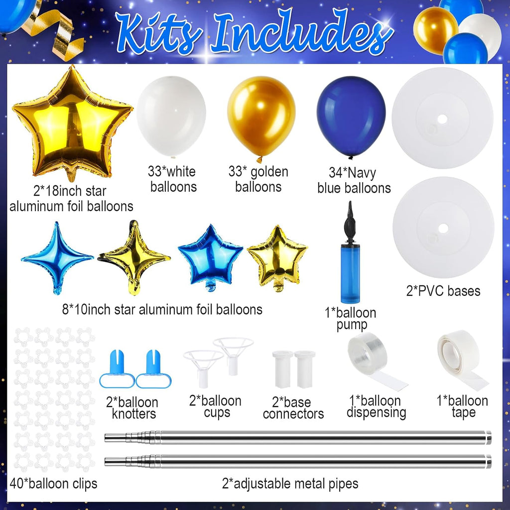 gejoy 110 pcs blue and gold balloon arch, close-up detail